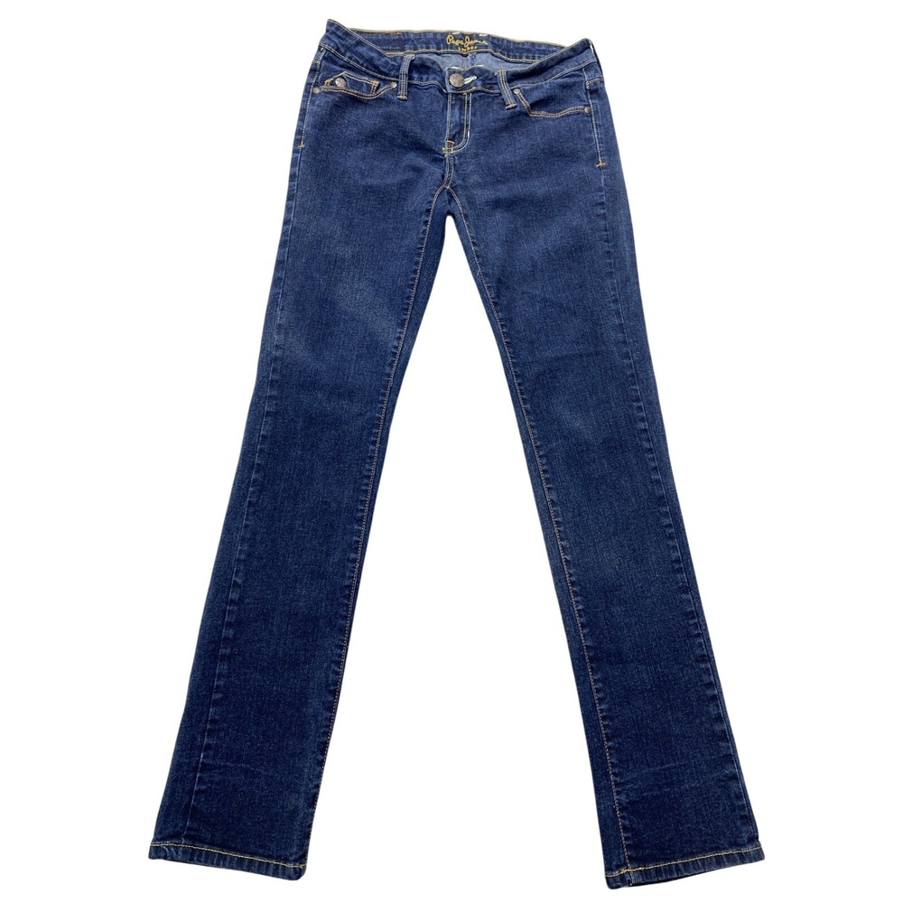 Pepe Jeans Womens 28x31 Blue Low Rise Skinny Stretch Denim Embroidered Jeans